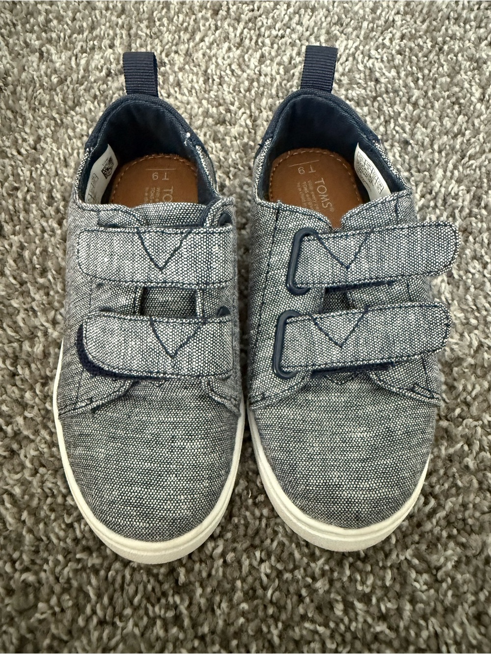 Toms Kids Denim-Style Hook-and-Loop Sneakers in Navy